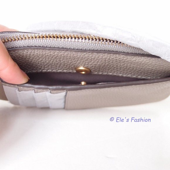NWT Tory Burch Perry Bombe Card Case Small Leather Wristlet Gray Heron - Picture 8 of 13